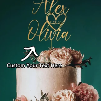 Adorno para tarta personalizado, 1 pieza, brillo metálico PMMA personalizado, nombre y fecha, accesorio DIY grabado con láser para cumpleaños, fiestas y espectros