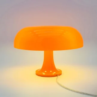 Lámpara de Mesa con Forma de Hongo Naranja - Iluminación Retro Moderna para Dormitorio, Decoración de Sala de Estar
