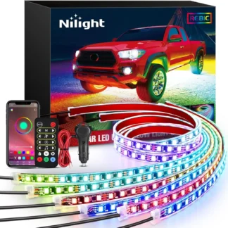 6 Piezas de Luces LED de Neón para la Parte Inferior del Automóvil, 300 LED RGB-IC, Modo de Música Activo con Sonido, Control Remoto por Aplicación