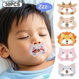 30 Uds. Pegatinas antironquidos de dibujos animados para niños, pegatinas de boca cerrada para dormir, parche de corrección de respiración, parche cerrado, cinta de órtesis
