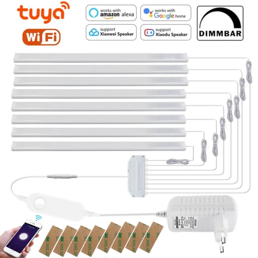Barra de luz LED para cocina, WIFI, Bluetooth, 12V, 30CM, 40CM, 50CM, lámpara nocturna con sincronización para armario, Tuya, funciona con Alexa y Google Home