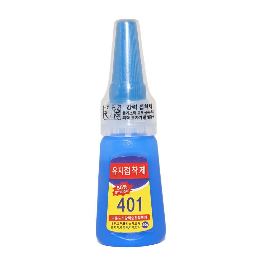 Pegamento 401 de cianoacrilato de secado rápido, instantáneo, cuero, caucho, madera, Metal, vidrio, pegamento adhesivo multiusos más fuerte, 20g/1 Uds.