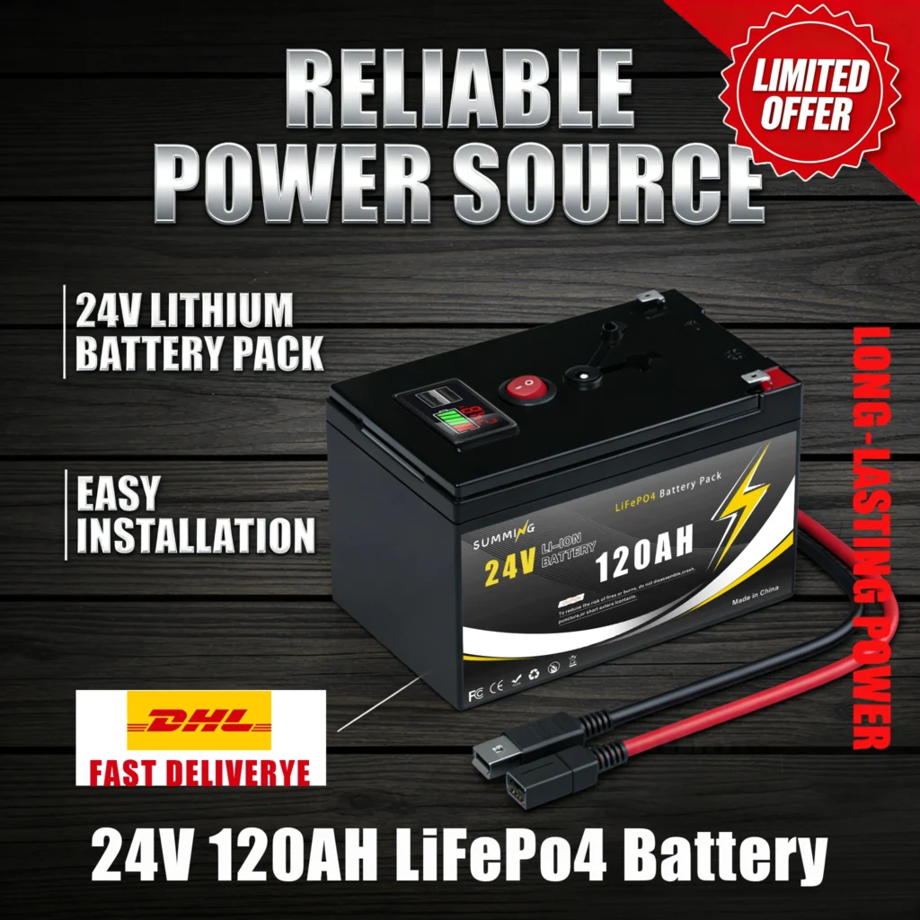 Batería de Ciclo Profundo Duradera de 24V120Ah 💽 Batería LiFePO4, Batería de Fosfato de Hierro y Litio 📱 Optimizado para Sistemas de Energía Renovable con Baterías Solares y Vehículos Recreativos