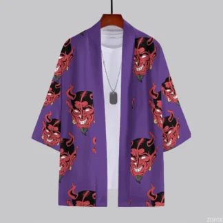 2025 Verano Transfronterizo Nuevo patrón de diablo impreso en 3D Venta caliente Cárdigans casuales y kimono