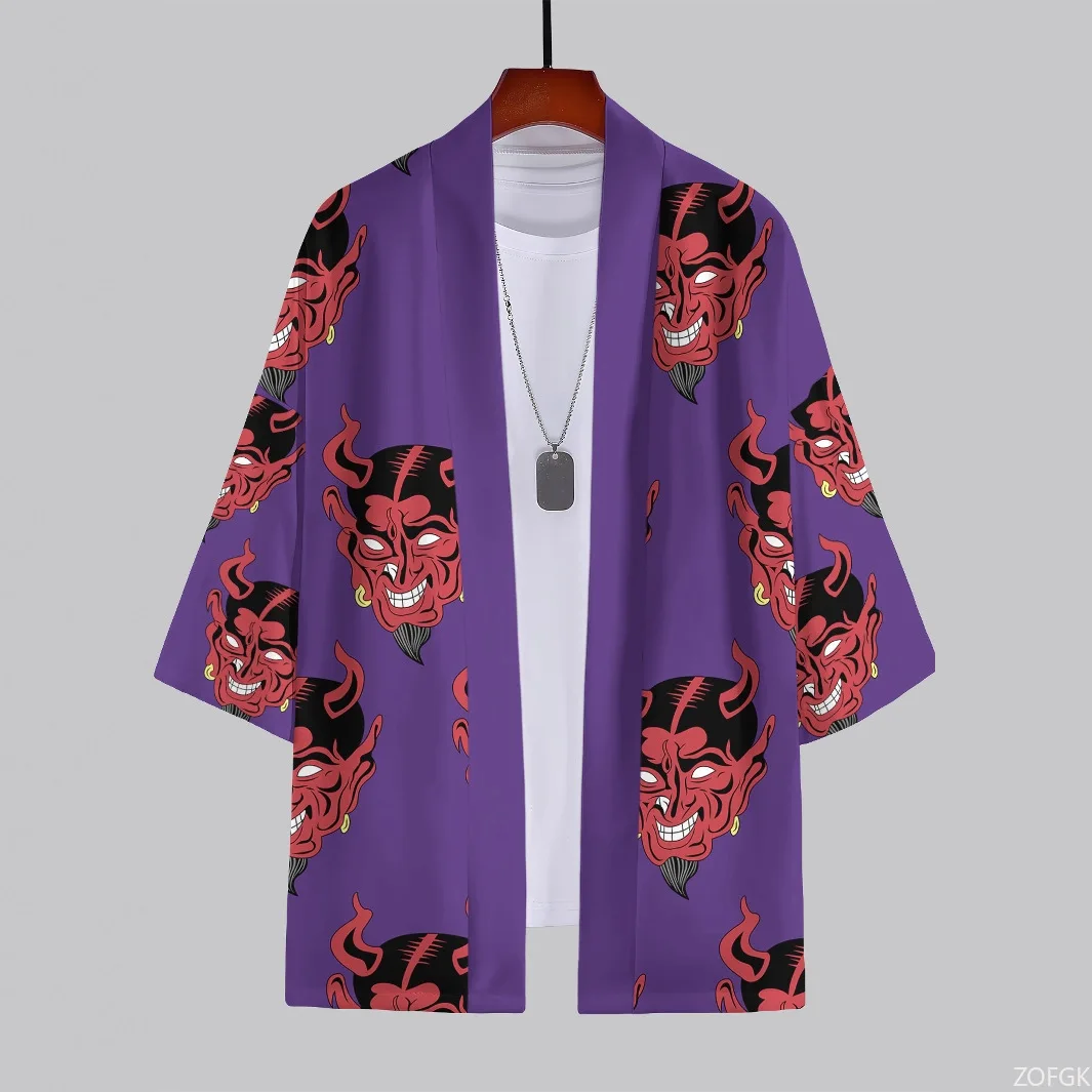 2025 Verano Transfronterizo Nuevo patrón de diablo impreso en 3D Venta caliente Cárdigans casuales y kimono