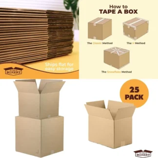 Cajas de Cartón Corrugado Marrón de 20x14x14 Pulgadas, Paquete de 25 para Envío, Embalaje, Mudanza y Almacenamiento - Duraderas, Ecológicas, Reutilizables