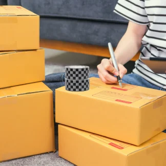 1 rollo de cinta de embalaje a cuadros en blanco y negro, uso versátil para envío, sellado, decoración de regalos, cinta de embalaje para festivales