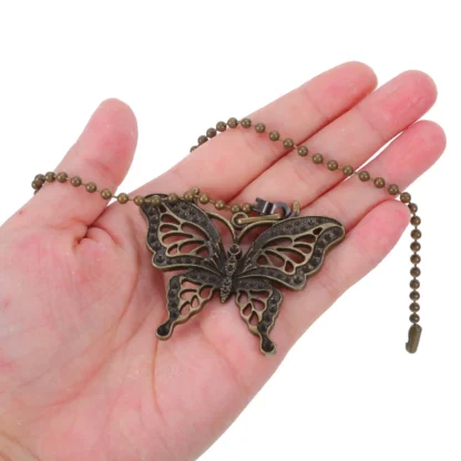 2 Piezas Extensor de Cadena para Ventilador de Techo con Diseño de Mariposa, Cadena Decorativa de Aleación Vintage con Diseño Hueco para Interruptor de Lámpara de Techo