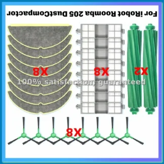 Repuestos y Accesorios para Aspiradora/Compactadora de Polvo 205: Cepillo Principal, Cepillo Lateral, Filtro HEPA, Paño de Limpieza-A79M