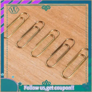 Clips de papel dorados mejorados en elegante soporte de clip blanco de mármol magnético, 28 mm, 100 clips por caja