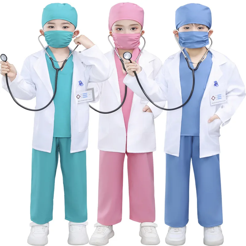Conjunto de Disfraces de Doctor y Enfermera para Niños, Traje de Juego de Roles para Representaciones Escolares, Aprendizaje Preescolar