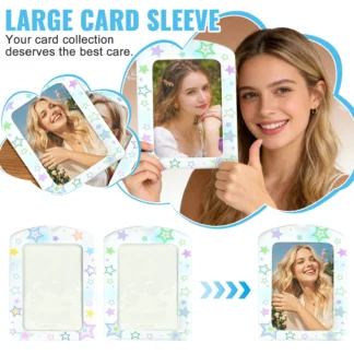 Fundas Protectoras para Tarjetas con Estampado de Estrellas Grandes, Protectores de Tarjetas de Alta Calidad Tamaño A4, Portafotos Jumbo Duraderos, Transparentes