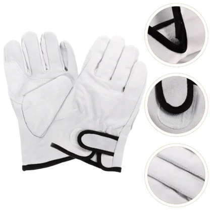 1 par de guantes cortos para soldar, resistentes al calor, con doble costura, forro de algodón, manga ajustable con gancho y bucle para horno, estufa, barbacoa