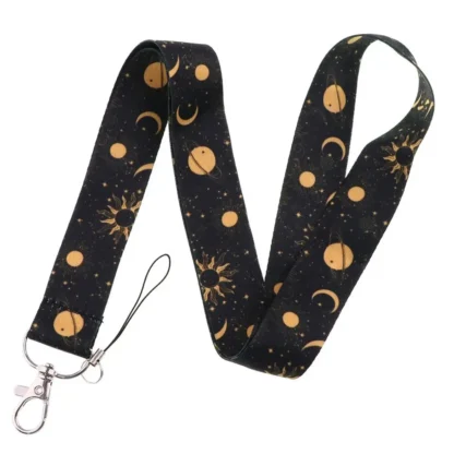 Suministros escolares Vintage, tarjetero de sol y luna, llaveros, cordón para teléfono, cuerda colgante, correa para el cuello, soporte para insignia, tarjetero de identificación