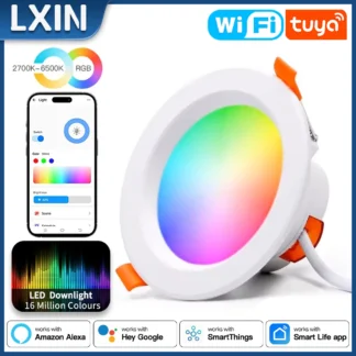 LXIN tuya Downlight WIFI, foco de atenuación LED inteligente 7/9/12/15, 2700-6500k RGBCW Color cálido frío, voz con Alexa Google Home