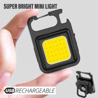 Linterna de Llavero Súper Brillante, Mini COB, Luz de Trabajo Portátil, Recargable por USB, Lámpara de Bolsillo para Acampar, Pescar y Actividades al Aire Libre con Imán