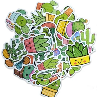 50 Uds. De pegatinas de grafiti de plantas de Cactus de dibujos animados, bricolaje, diario, casco de coche, guitarra, etiqueta Kawaii, pegatinas de plantas verdes, juguetes para niños, regalos