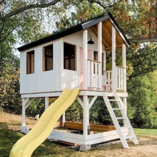 Casa de juegos para jardín de infantes, tobogán de montaje al aire libre, casa de árbol, cabina de escalada para niños, cenador de jardín móvil, casa de madera