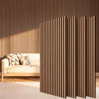 Paquete de 4 Paneles Acústicos de Madera para Pared, 31 pies cuadrados, Cancelación de Ruido y Decoración para Sala de Estar, Dormitorio, Oficina en Color Nogal