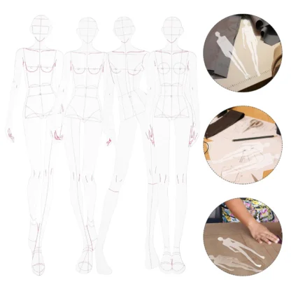 1 Juego de reglas de costura de precisión con plantillas de diseño humanoide femenino para diseño de moda, dibujo, corte, bricolaje y curvas de patchwork