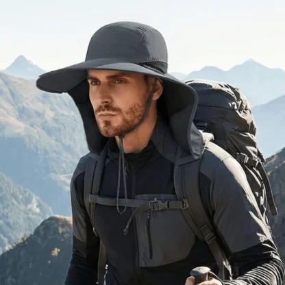 Sombrero para el sol de ala ancha, sombrero para el sol para exteriores, protección UV, gorra de pescador ajustable, gorra transpirable de secado rápido para playa
