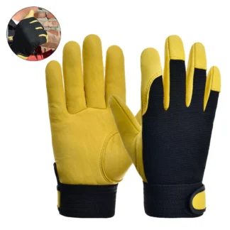 Guantes de trabajo de cuero de vaca, protección laboral de seguridad, deportes de jardín, conductores de motocicletas, trabajo, soldadura, guantes resistentes al desgaste
