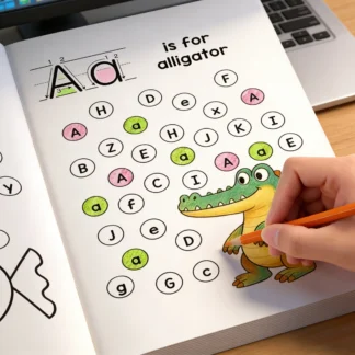 Cuaderno de Práctica de Caligrafía del Alfabeto de 32 Páginas para Niños de 3 a 6 Años, Práctica de Escritura Preescolar