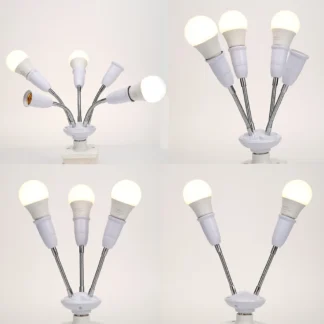 Divisor de enchufe de luz blanco E27 para el hogar, adaptador de bombilla LED para fotografía, convertidor Ajustable Multi E27