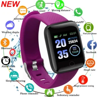 Reloj inteligente 116plus para hombres y mujeres, pulsera de seguimiento deportivo, Monitor de ritmo cardíaco y presión arterial para dormir, reloj inteligente para Ios y Android