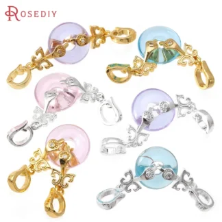 2 juegos de conector redondo de cristal y circonita de latón de Color dorado de 18K para collares, cierres de pulsera, accesorios de fabricación Diy de alta calidad