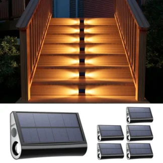 Paquete de Luces Solares para Escalones, LED Impermeables para Exteriores, para Seguridad en Escaleras y Terrazas, Lámpara Decorativa para Jardín, Patio, Porche y Barandillas