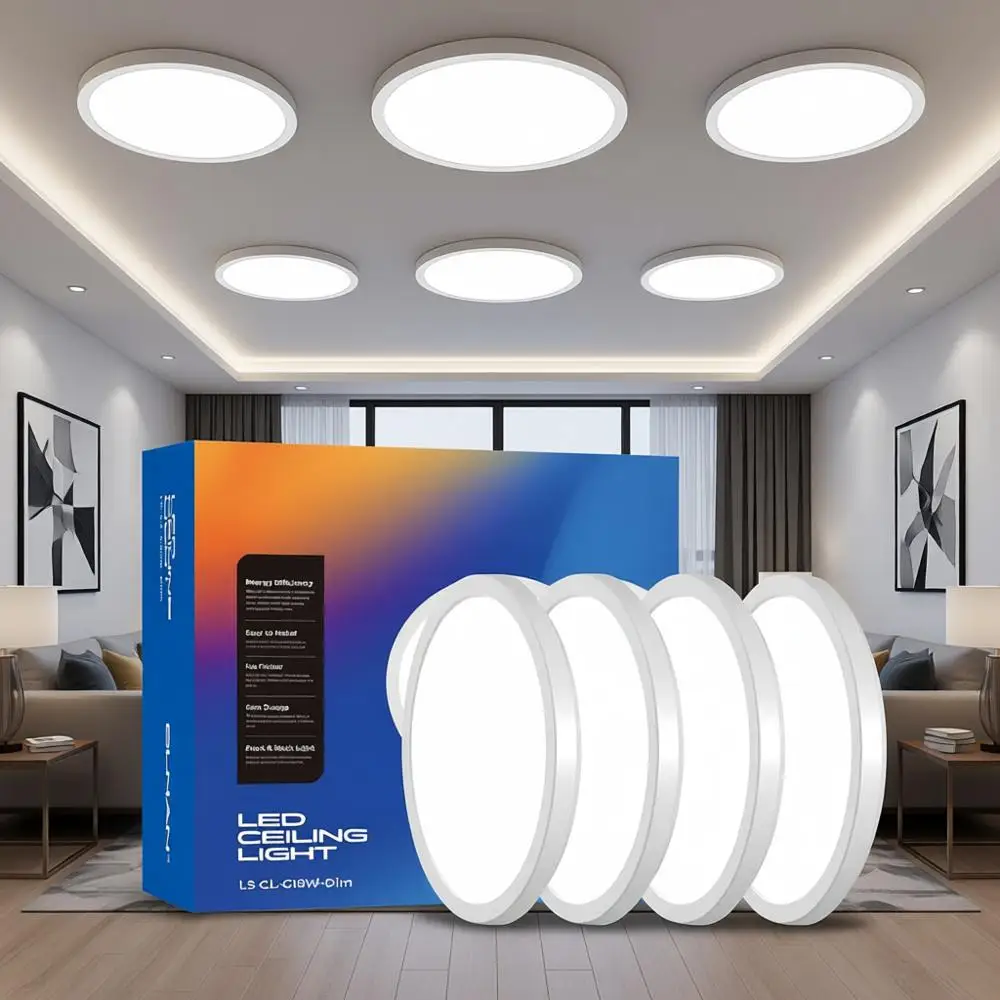 Lámpara de Techo, 8.66 Pulgadas, 18W, 3000K/4000K/5000K, Conexión Directa, Lámpara Redonda Ultrafina Blanca para Cocina, Porche, Dormitorio, Pasillo