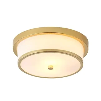 【Nuevo modelo】Lámpara de techo empotrada de 12 pulgadas, 2 luces, con acabado dorado, para baño, dormitorio, cocina