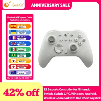 Controlador GuliKit ES E-sports para Nintendo Switch, Switch 2, PC, Windows, Android, Gamepad inalámbrico con joystick de efecto Hall