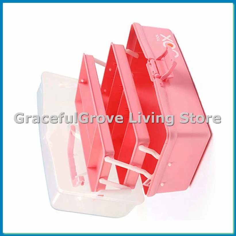 Caja de almacenamiento multiusos de tres capas de 12 pulgadas, caja de herramientas plegable/estuche para arte y manualidades/organizador de suministros de costura-A79M