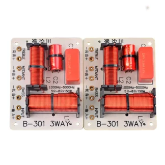 AU33-2 Piezas, Crossover de Audio de 3 Vías y 150W, Filtro de Altavoces para Agudos + Medios + Graves, Divisor de Frecuencia de 1000 a 5000Hz