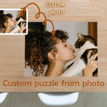 Rompecabezas de Madera Personalizado con Foto, 35/300/500/1000 Piezas, Foto Personalizada para Juego en Casa