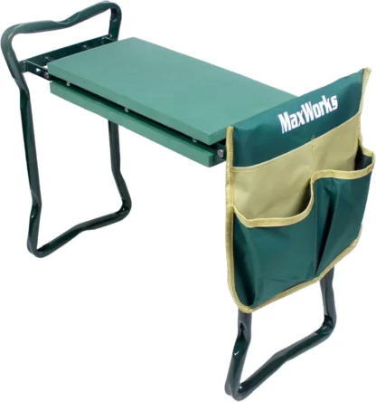 Taburete Plegable para Jardín con Almohadilla Ancha para Arrodillarse y Bolsa para Herramientas para Plantar y Jardinería