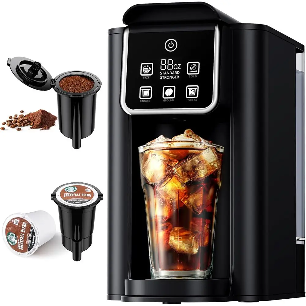 Cafetera Individual Mejorada: Prepara Café Caliente o Helado, Compatible con K-Cup y Café Molido, Tamaños de 6 a 14 oz, Tanque de 50 oz, Ajuste de Intensidad, Filtro Reutilizable