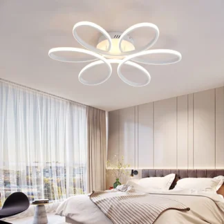 Luz de techo LED moderna, luz cálida blanca de 60cm, diseño creativo de línea de flores de junio para dormitorio, sala de estar, cocina, comedor
