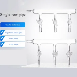 Distribuidor de gas al vacío de una sola fila de vidrio de borosilicato alto con válvula de sección de pistón de PTFE de boca pequeña para 3, 4, 5, 6 pistones