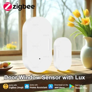 ZigBee-Sensor inteligente de ventana y puerta, detección de luz Lux 2 en 1, alarma magnética inalámbrica en tiempo Real, aplicación remota, Control de seguridad para el hogar