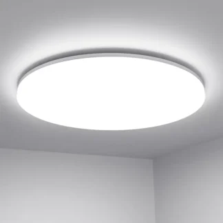 Lámpara de techo LED empotrada de 11 pulgadas y 24 vatios, 2400 lúmenes, equivalente a 200 vatios, impermeable, luz diurna blanca de 5000 Kelvin, brillante.