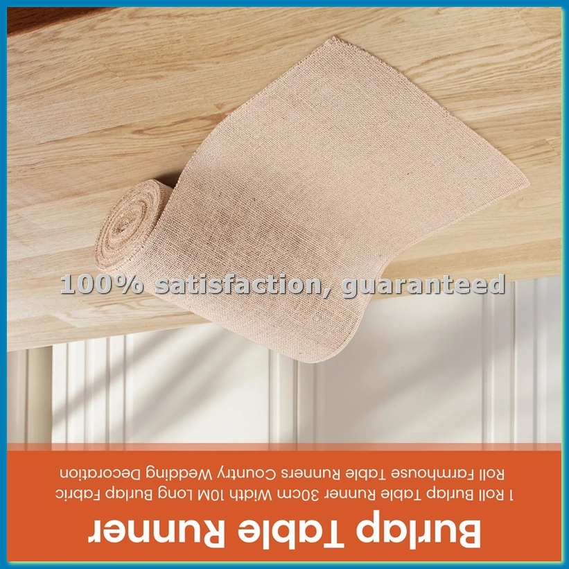 1 Rollo de Camino de Mesa de Yute de 30 cm de Ancho y 10 m de Largo, Rollo de Tela de Yute, Caminos de Mesa Rústicos, Decoración para Bodas Campestres-ABYS