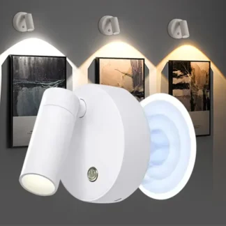 Luz LED, foco de luz de pared recargable magnético, inalámbrico, sin perforaciones, luz de lectura con Interruptor táctil, lámpara de noche regulable