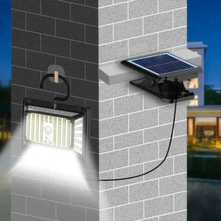 Luz Solar para exteriores 190 LEDS lámpara con Sensor de movimiento 3 modos Clip en luz de inundación luz de seguridad Solar impermeable para Patio garaje