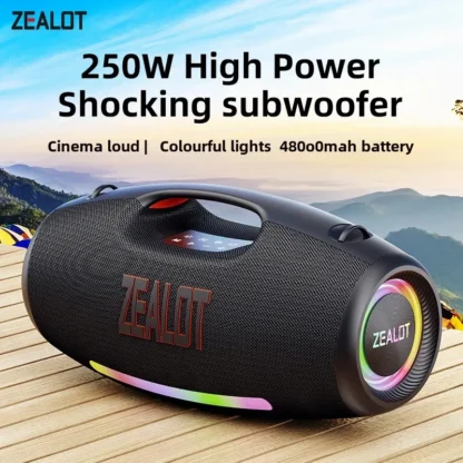 Zealot-S89 Altavoz Bluetooth portátil 250W StormBox Blast Altavoz inalámbrico para exteriores IPX6 Altavoz impermeable para fiesta y Camping 20H Pla
