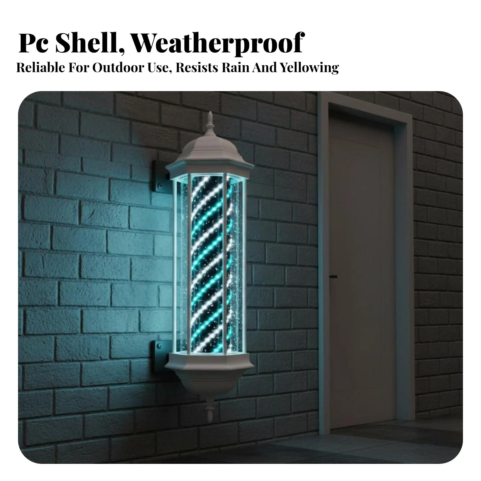 Lámpara de Estilista con Diseño Retro, Poste Giratorio Iluminado, Rayas Rojas, Blancas y Azules, Resistente al Agua, para Montar en la Pared