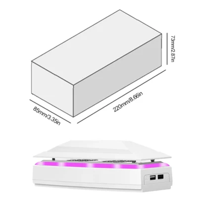 Ventilador de refrigeración para consola con cubierta antipolvo, luz LED de colores, 2 puertos USB, sistema de refrigeración superior, 3 velocidades para consola PS5 Slim con disco/digital
