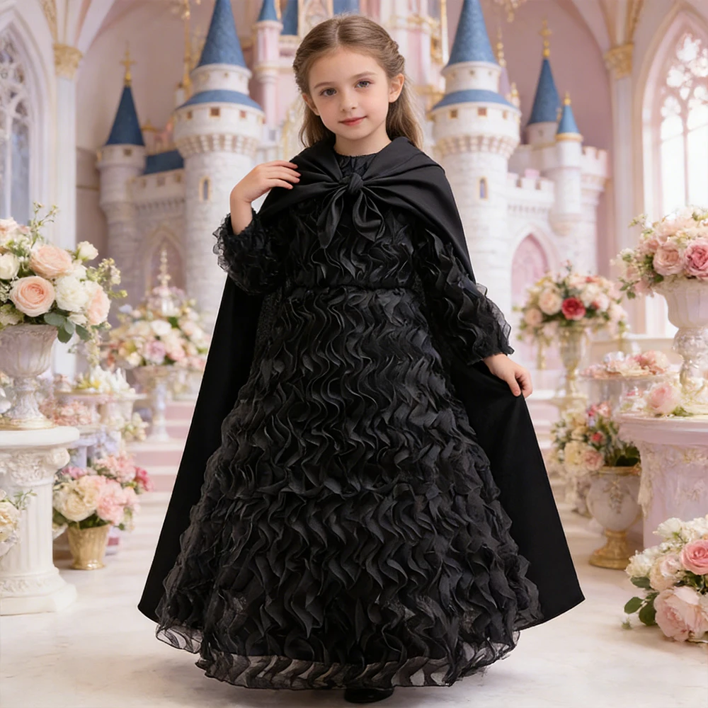 Disfraz de bruja negra para Halloween, disfraz de bruja malvada para niñas, trajes de cumpleaños con accesorios, vestido de princesa para niñas